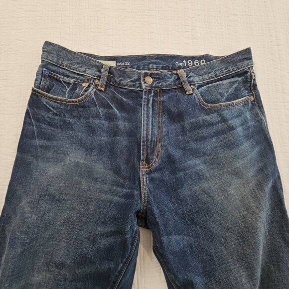 Gap Easy Vintage Jeans Men's 35x32 Medium Wash Straight Leg EUC Y2K Feathering - Picture 8 of 16